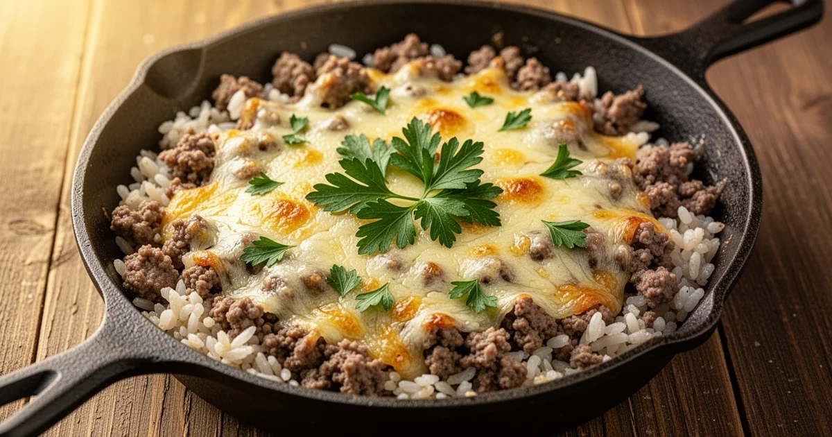 One-Pan Cheesy Ground Beef and Rice Skillet: A 20-Minute Weeknight Dinner